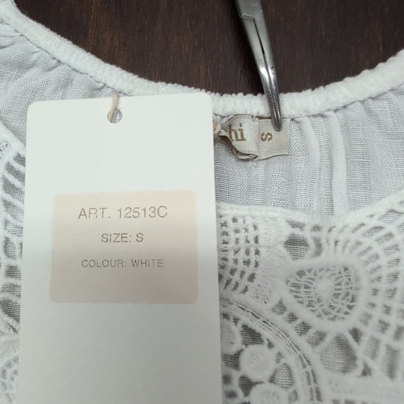 NWT Laura Bianchi Women's White V-Neck Lace Blouse Size Small Long Sleeve - Picture 8 of 9